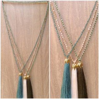 balinese tassels necklace beads mix glass golden caps free shipping